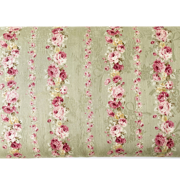 Brocaded Rose Stripe Fabric
