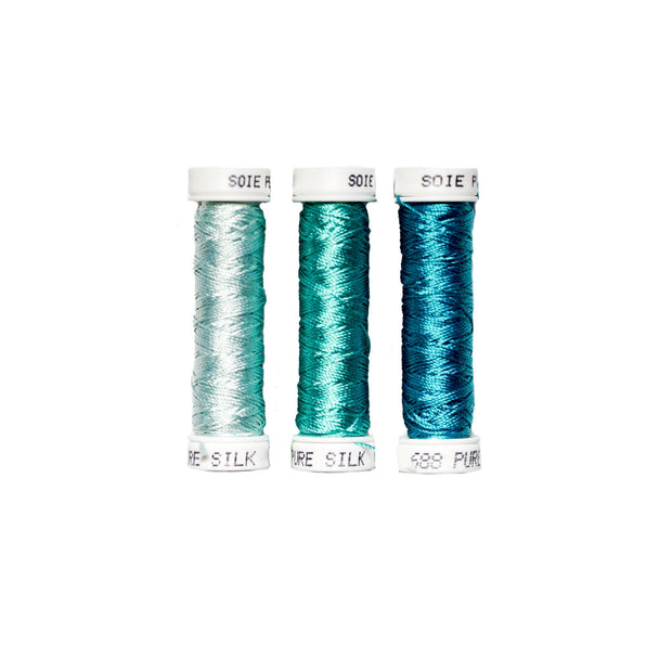 Au Ver à Soie ® Soie Perlee Silk Thread Kit - Cyan