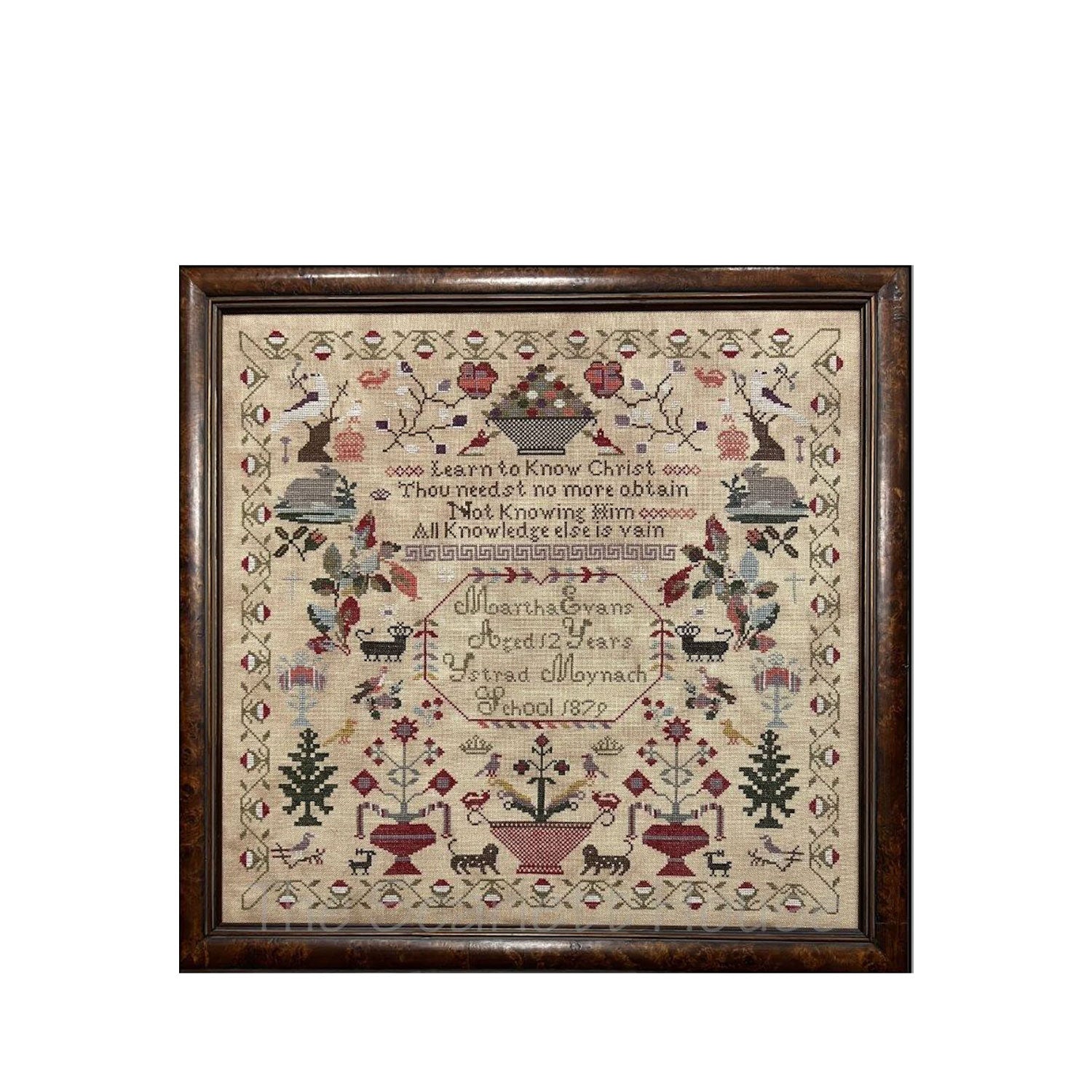 Scarlett House - Martha Evans, 1879 Reproduction Sampler ~ Soie