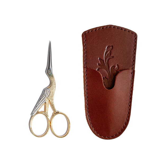 Sylviane Stork Scissors with Leather Pocket Sheath - 3.5"